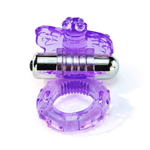 Purple Vibrating Butterfly Cock Ring BDSM