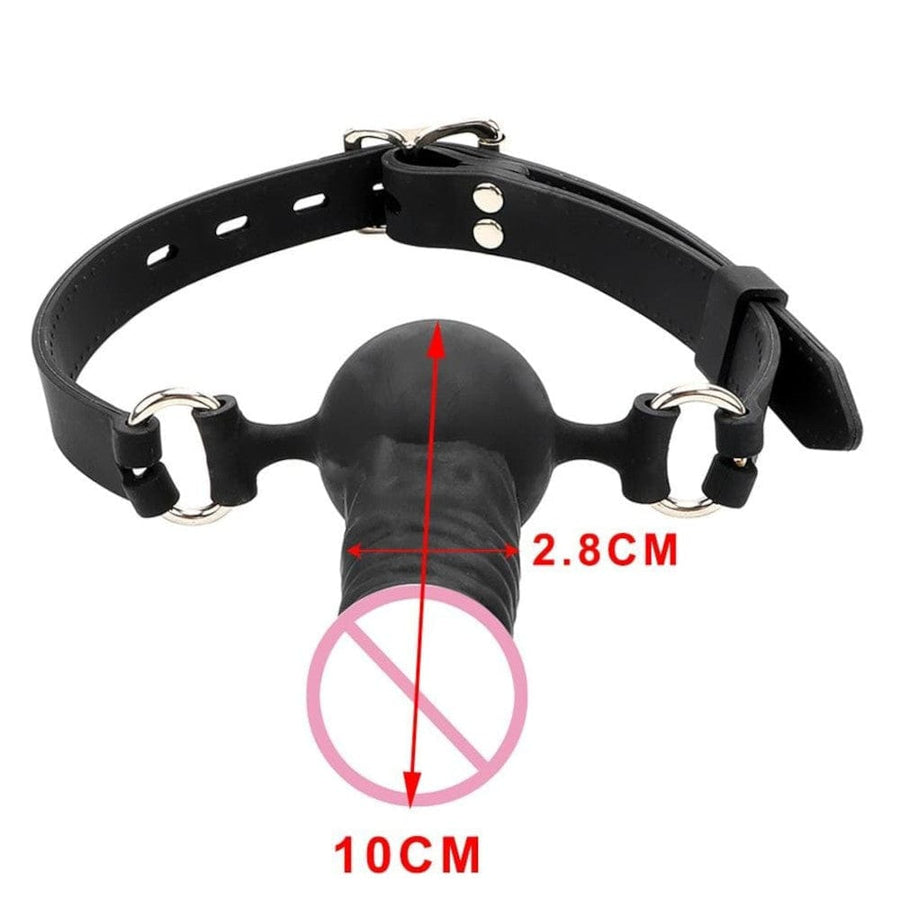 Lockable Black Penis Ball Gag BDSM, gallery view 5