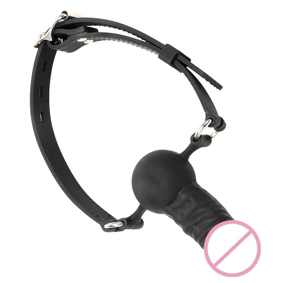 Lockable Black Penis Ball Gag BDSM, gallery view 4