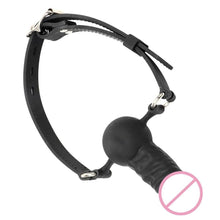 Load image into Gallery viewer, Lockable Black Penis Ball Gag BDSM
