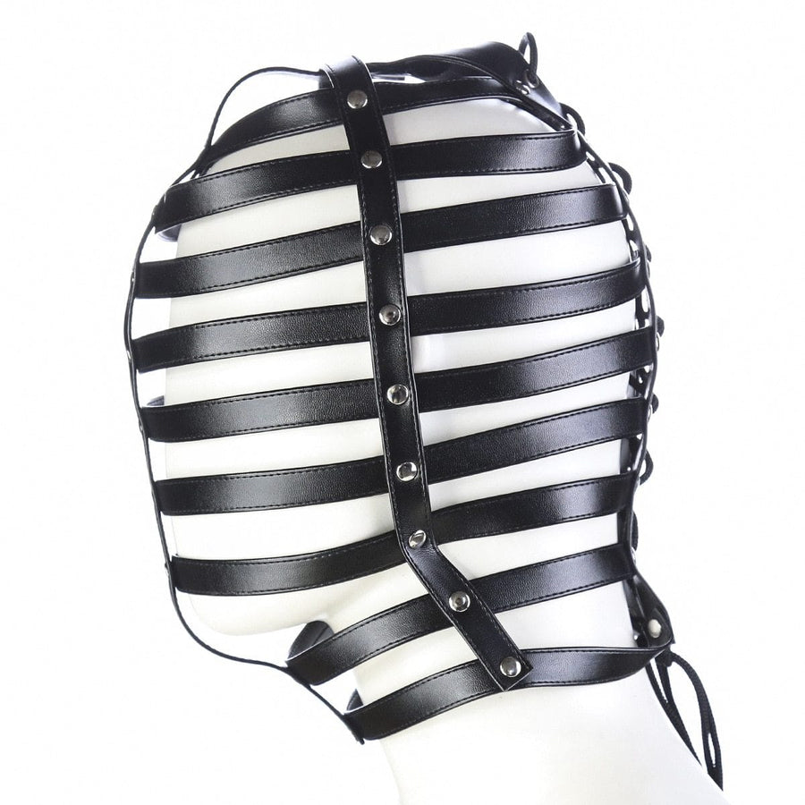 Leather Bondage Restraint Mask BDSM, gallery view 4