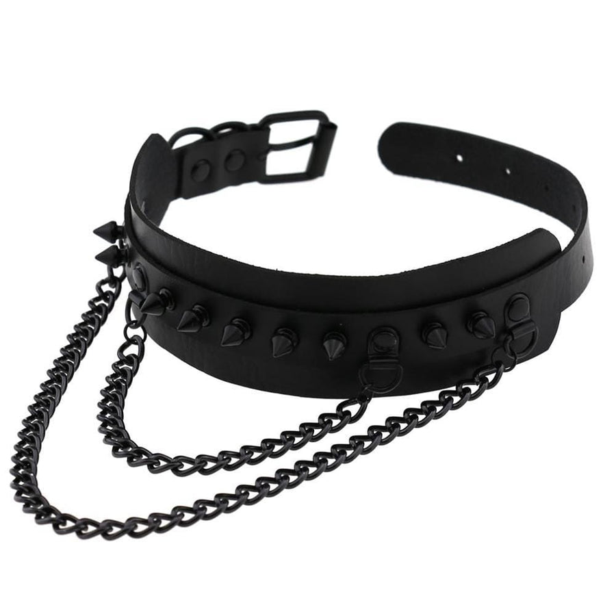 Spiked Trendy Goth Leather Choker, gallery view 18
