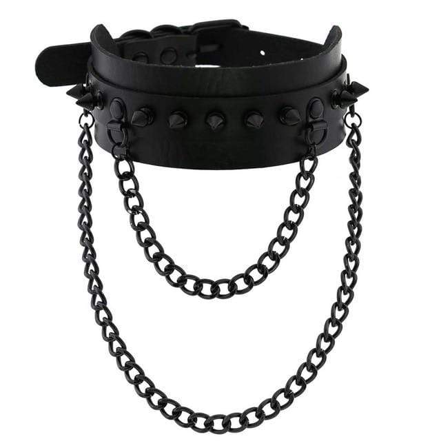 Spiked Trendy Goth Leather Choker, gallery view 14
