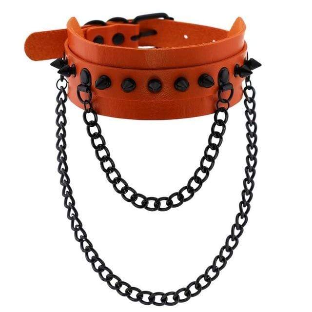 Spiked Trendy Goth Leather Choker, gallery view 10