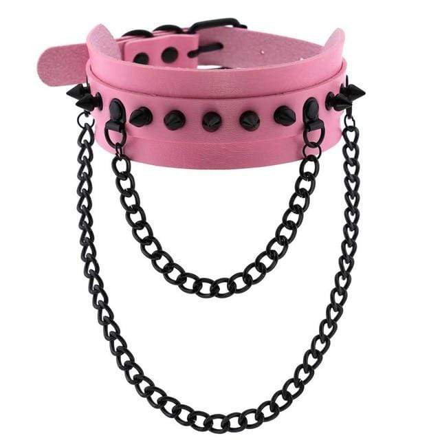 Spiked Trendy Goth Leather Choker, gallery view 12
