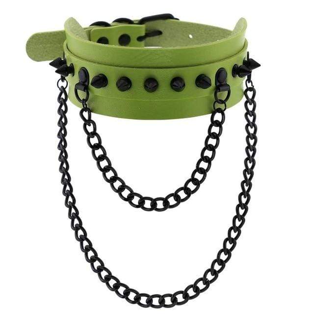 Spiked Trendy Goth Leather Choker, gallery view 6
