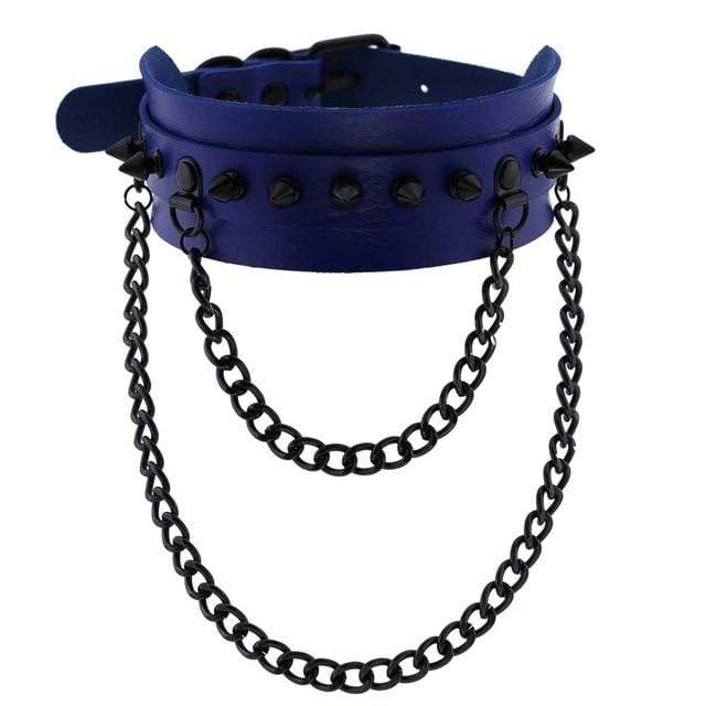 Spiked Trendy Goth Leather Choker, gallery view 2