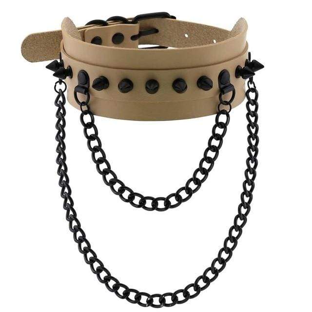 Spiked Trendy Goth Leather Choker, gallery view 4