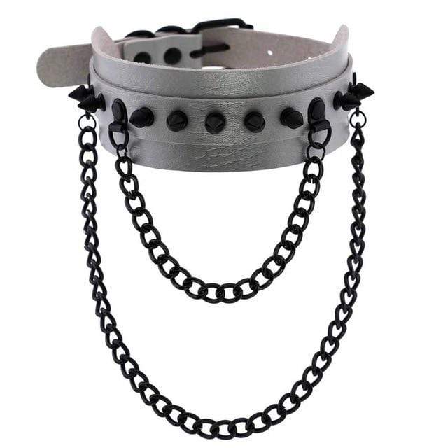Spiked Trendy Goth Leather Choker, gallery view 17