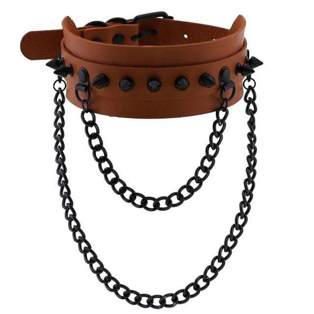 Spiked Trendy Goth Leather Choker, gallery view 15