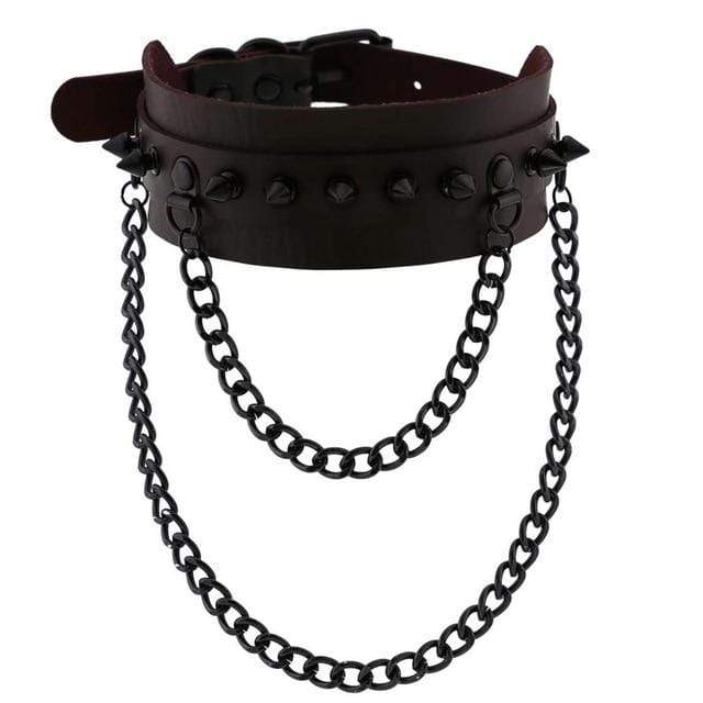 Spiked Trendy Goth Leather Choker, gallery view 11