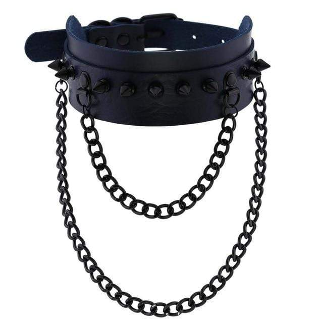 Spiked Trendy Goth Leather Choker, gallery view 9