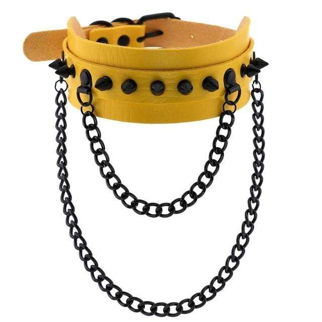 Spiked Trendy Goth Leather Choker, gallery view 7