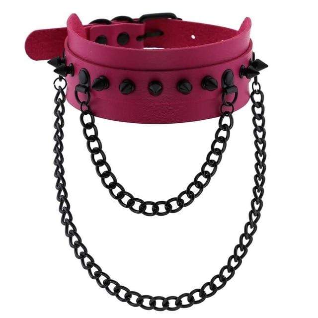 Spiked Trendy Goth Leather Choker, gallery view 5