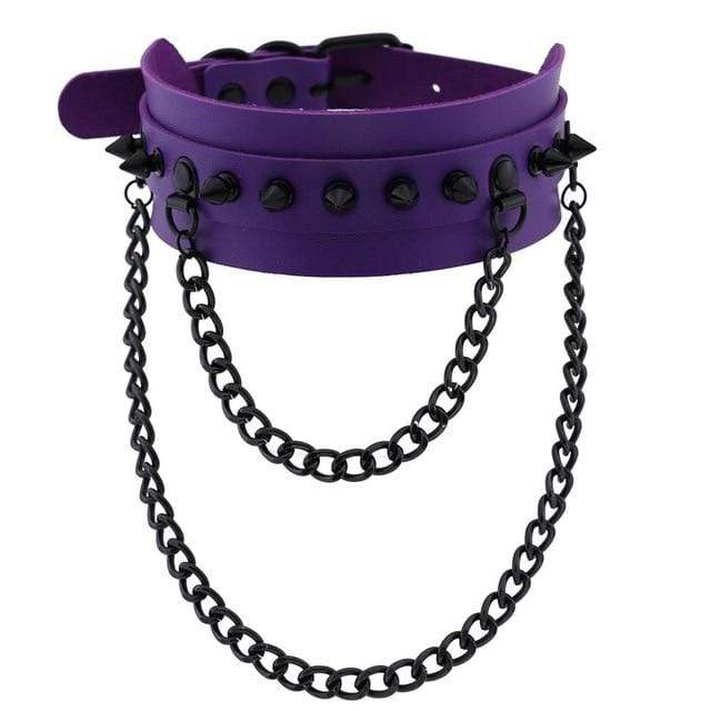 Spiked Trendy Goth Leather Choker, gallery view 3
