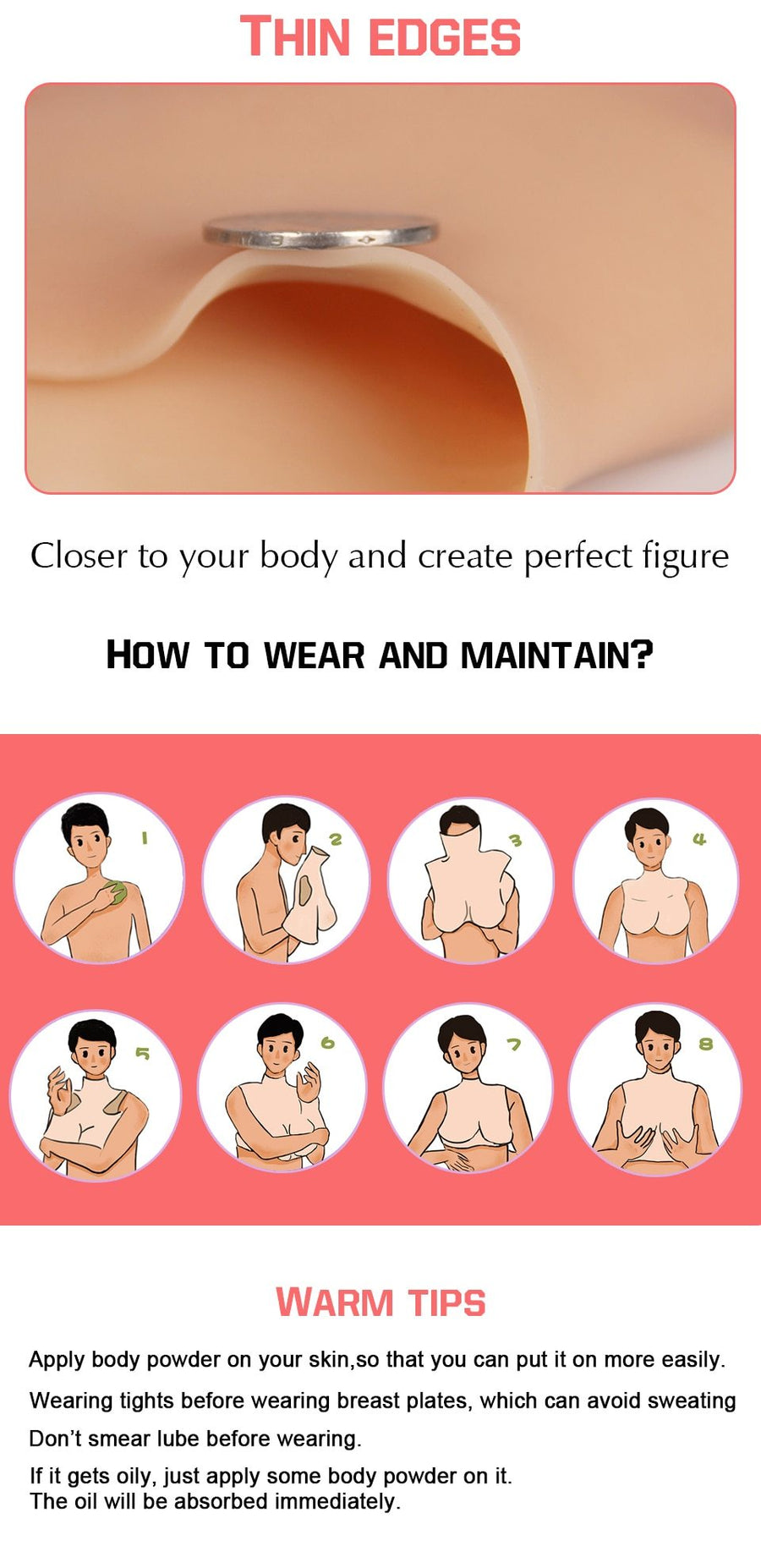 C/D/F Cup Silicone Breast Forms, gallery view 4