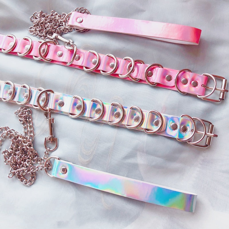 Submissive Choker Collar with Leash BDSM DDLG product view