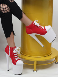 Olivia Red Canvas Sneaker Heels