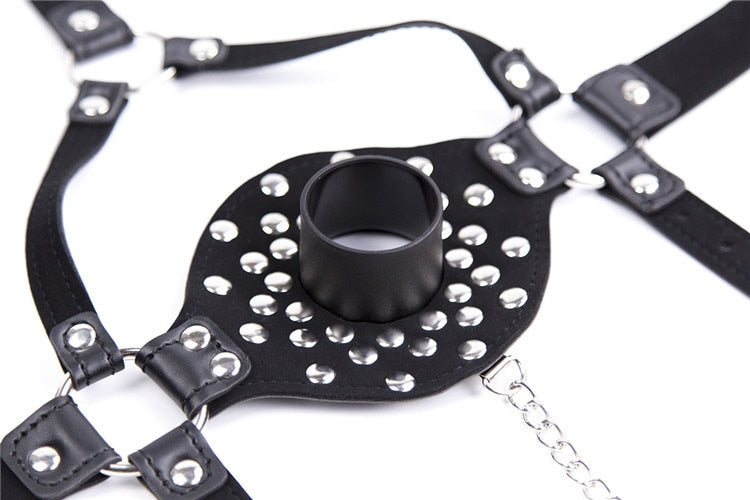 Harness Muzzle Plug Mouth Gag Leather, gallery view 2