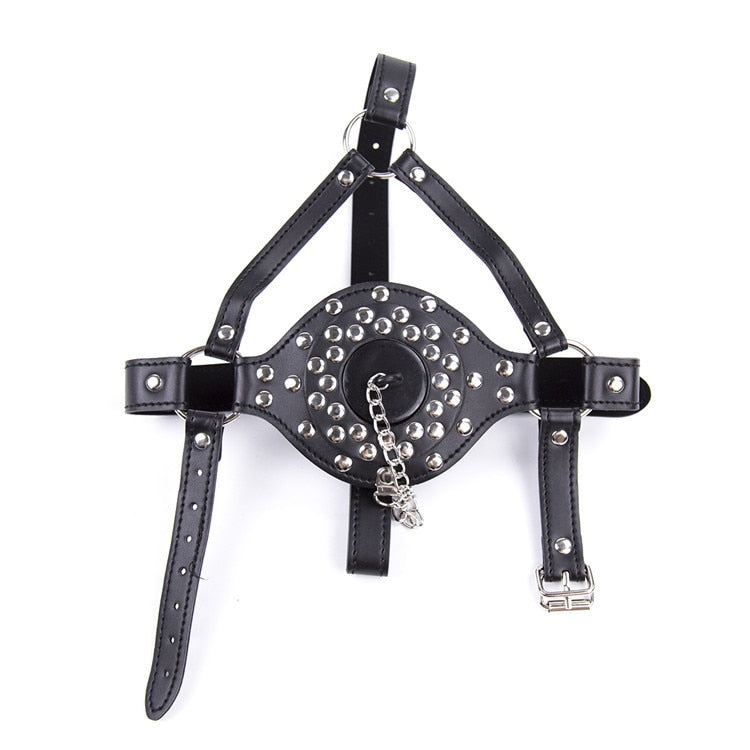 Harness Muzzle Plug Mouth Gag Leather, gallery view 3