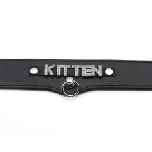 Load image into Gallery viewer, BDSM Black Leather Kitten Collar
