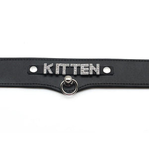 Collier BDSM en cuir noir pour chaton