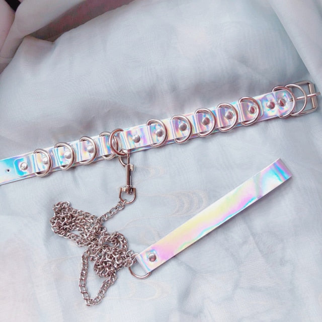 Submissive Choker Collar with Leash BDSM DDLG, gallery view 3