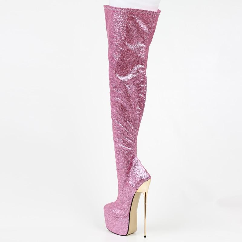 8 Inches Sissy Pink Round Toe Boots, gallery view 3