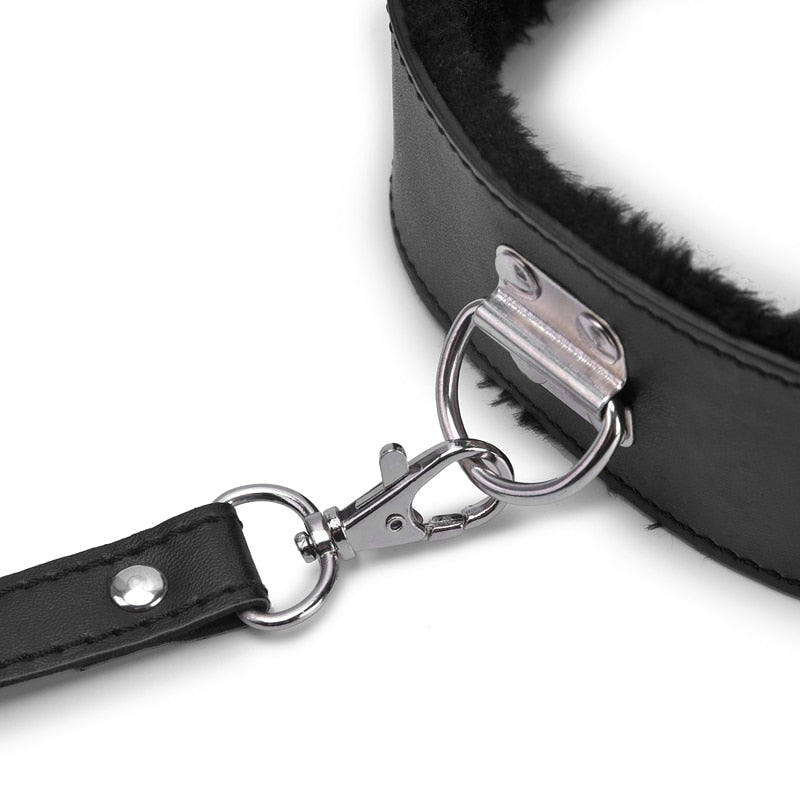 Leather Plush Collar And Leash, gallery view 8