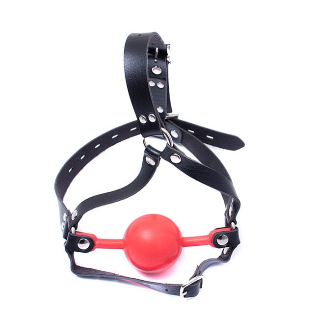 Head Harness Open Mouth Ball Gag Leather, gallery view 6