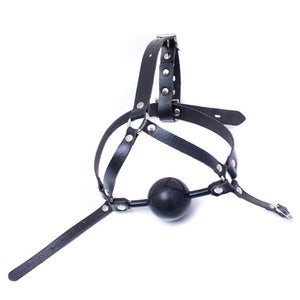 Head Harness Open Mouth Ball Gag Leather