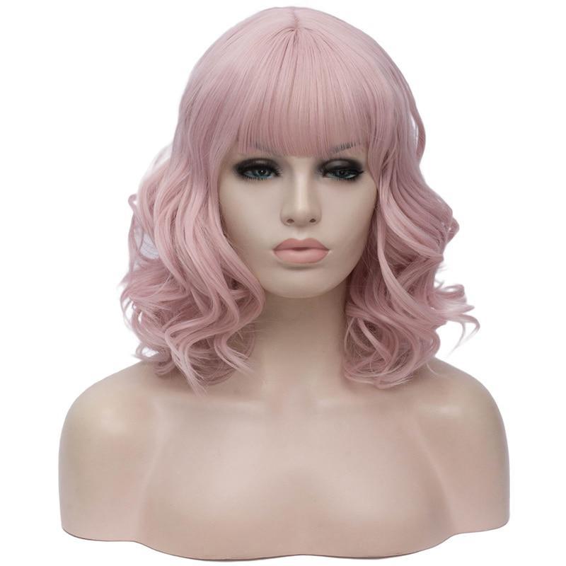 14 Inches Short Wavy Wig with Bangs product view