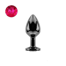 Load image into Gallery viewer, Bright Black Jeweled Metal Butt Plug
