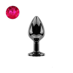 Bright Black Jeweled Metal Butt Plug