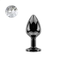 Load image into Gallery viewer, Bright Black Jeweled Metal Butt Plug
