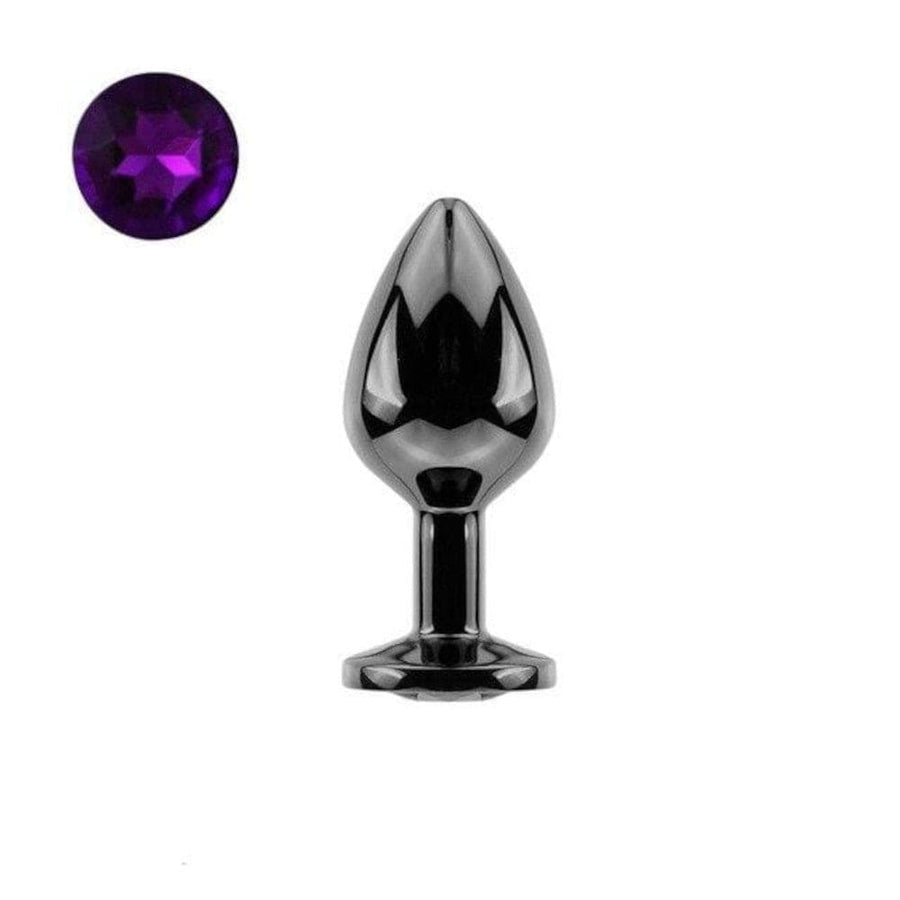 Bright Black Jeweled Metal Butt Plug, gallery view 16
