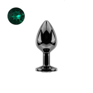 Bright Black Jeweled Metal Butt Plug