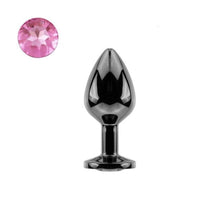 Load image into Gallery viewer, Bright Black Jeweled Metal Butt Plug
