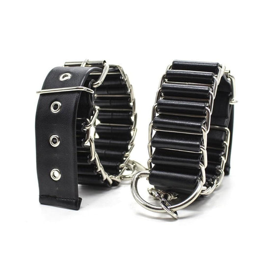 Fancy Black Leather Soft Restraints BDSM product view