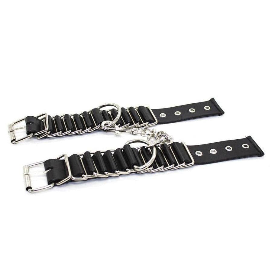 Fancy Black Leather Soft Restraints BDSM, gallery view 3