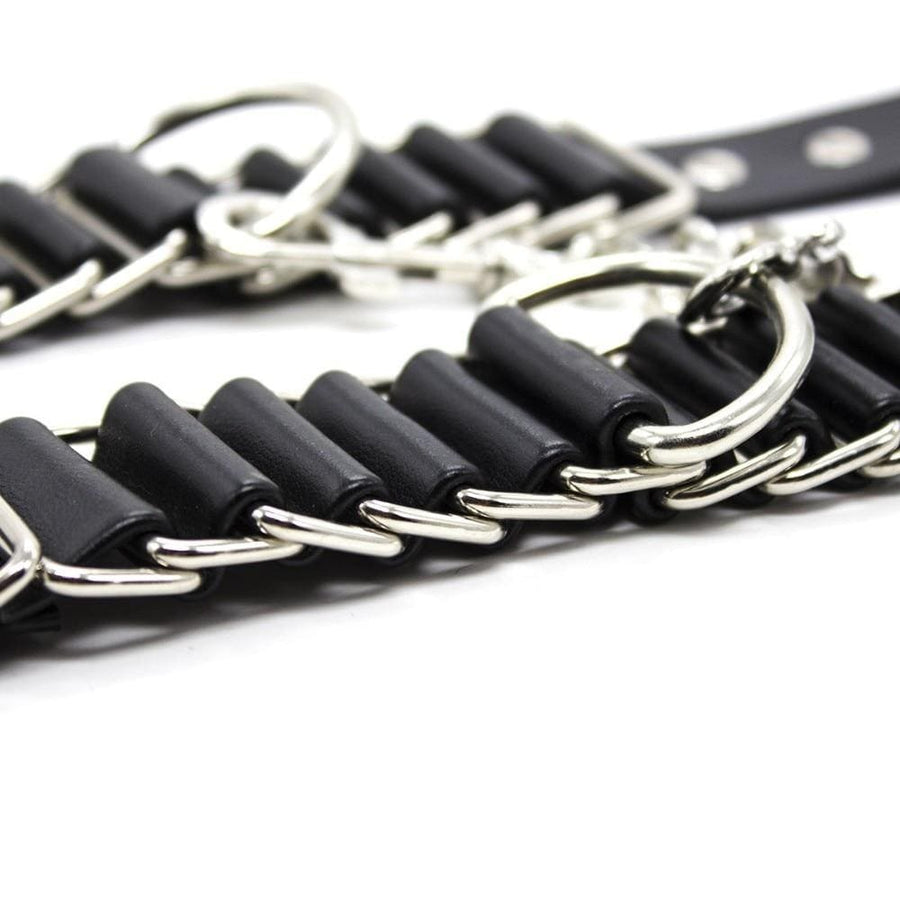 Fancy Black Leather Soft Restraints BDSM, gallery view 4