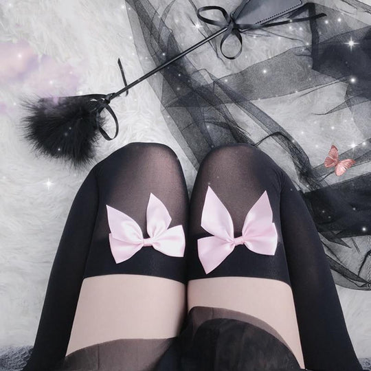 Cute & Sweet Sissy Bow Thigh High Stockings product view