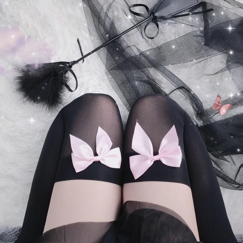 Cute & Sweet Sissy Bow Thigh High Stockings product view