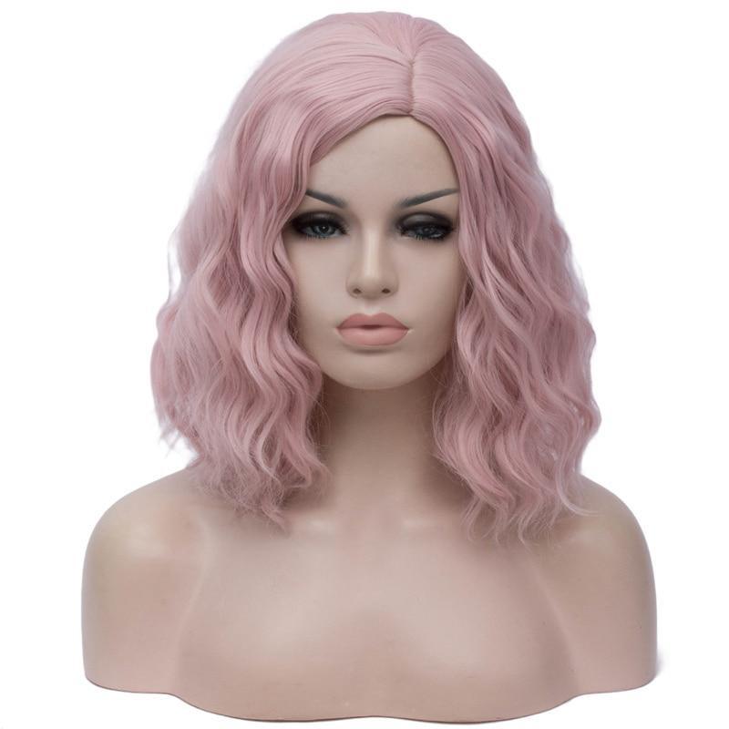 14 Inches Pink Short Curly Wig product view