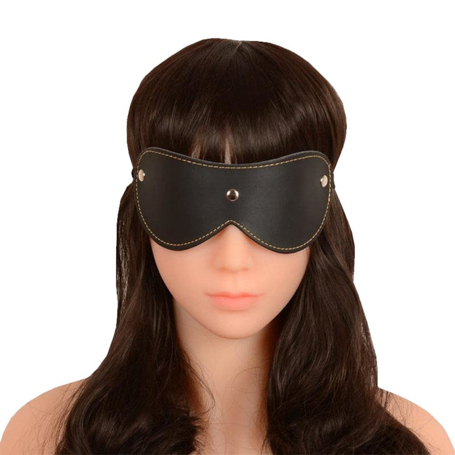 Black Leather Sex Blindfold BDSM product view