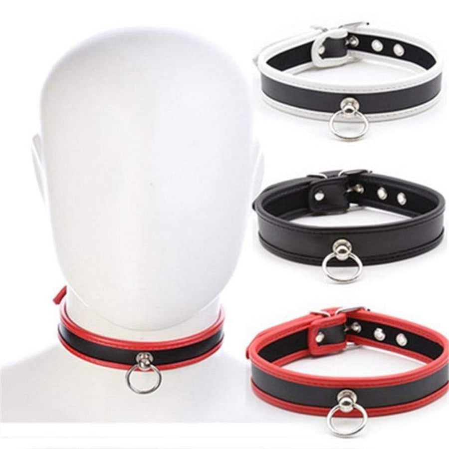 O Ring Bondage Leather Collars for Humans product view