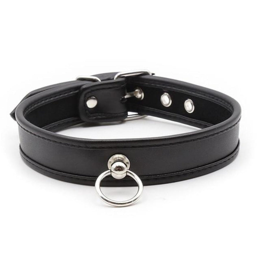 O Ring Bondage Leather Collars for Humans, gallery view 3