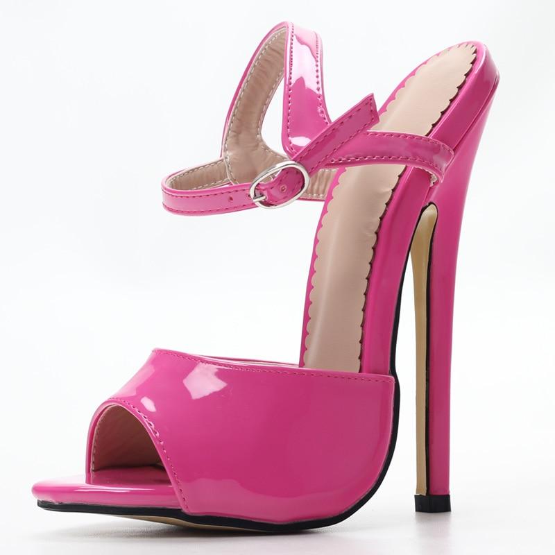 7 Inch Peep Toe Buckle Strap Sandals, gallery view 2