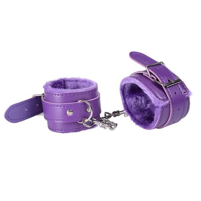 Sensual Purple Fuzzy Handcuffs BDSM product view