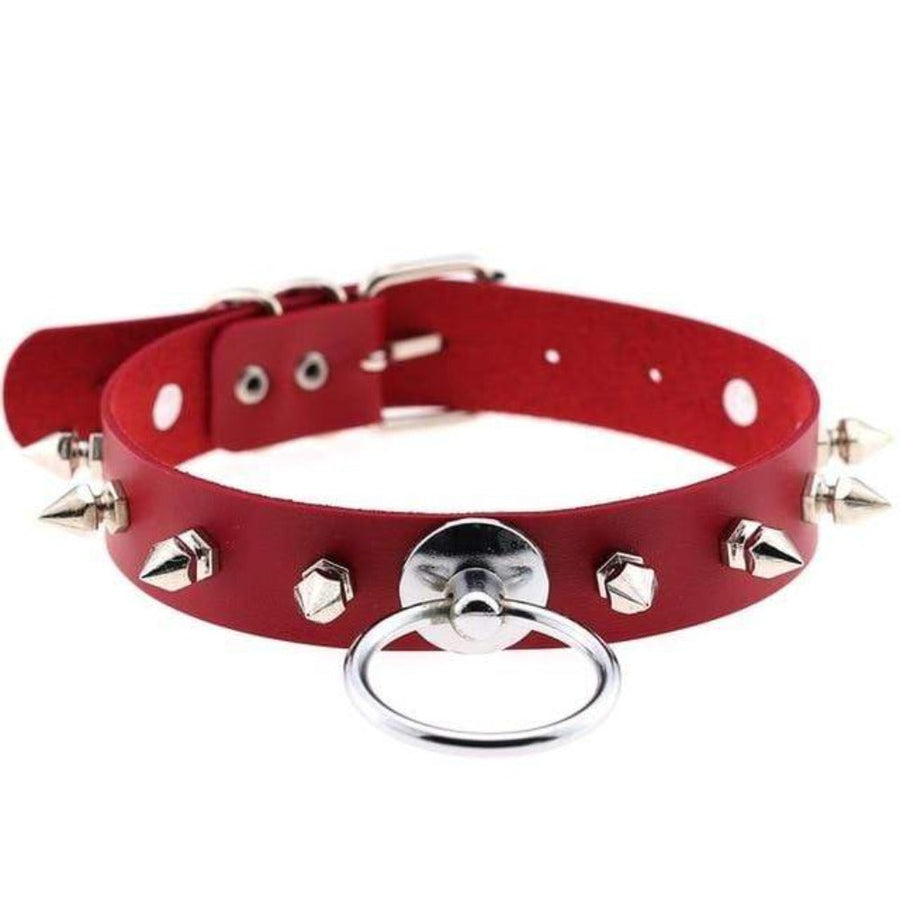 Gothic Colored Spiked Leather Collar, gallery view 4